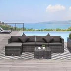 Set di divani Outsunny a 6 pezzi in rattan PE da esterno, set di mobili da conversazione componibili in vimini per patio con cuscini e tavolino da caffè