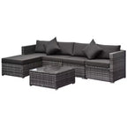 Set di divani Outsunny a 6 pezzi in rattan PE da esterno, set di mobili da conversazione componibili in vimini per patio con cuscini e tavolino da caffè