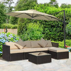 Set di divani Outsunny a 6 pezzi in rattan PE da esterno, set di mobili da conversazione componibili in vimini per patio con cuscini e tavolino da caffè