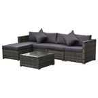 Set di divani Outsunny a 6 pezzi in rattan PE da esterno, set di mobili da conversazione componibili in vimini per patio con cuscini e tavolino da caffè