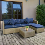 Set di divani Outsunny a 6 pezzi in rattan PE da esterno, set di mobili da conversazione componibili in vimini per patio con cuscini e tavolino da caffè