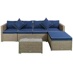 Set di divani Outsunny a 6 pezzi in rattan PE da esterno, set di mobili da conversazione componibili in vimini per patio con cuscini e tavolino da caffè
