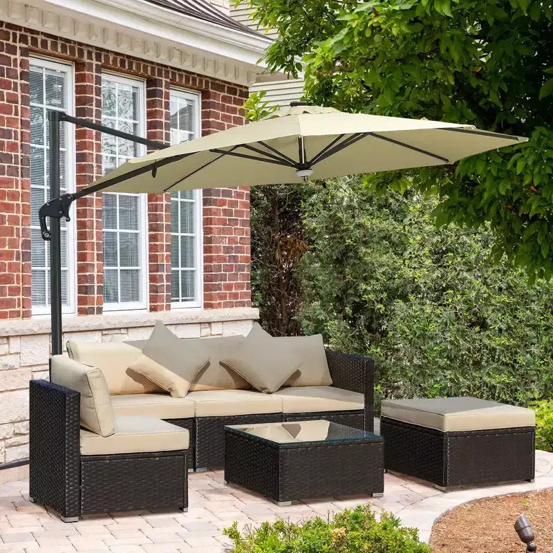 Set di divani Outsunny a 6 pezzi in rattan PE da esterno, set di mobili da conversazione componibili in vimini per patio con cuscini e tavolino da caffè
