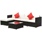 Set di divani Outsunny a 6 pezzi in rattan PE da esterno, set di mobili da conversazione componibili in vimini per patio con cuscini e tavolino da caffè