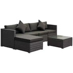 Set di divani Outsunny a 6 pezzi in rattan PE da esterno, set di mobili da conversazione componibili in vimini per patio con cuscini e tavolino da caffè