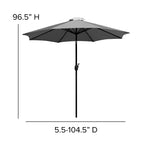 Merrick Lane Set da Pranzo da Esterno Cinque Pezzi in Finto Teak - Tavolo, Due Sedie Club Impilabili Senza Braccioli, Ombrellone Grigio da 2,7 m e Base