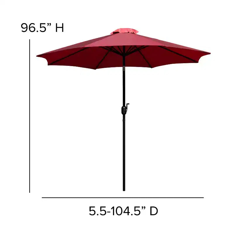 Merrick Lane Set da Pranzo da Esterno Cinque Pezzi in Finto Teak - Tavolo, Due Sedie Club Impilabili Senza Braccioli, Ombrellone Grigio da 2,7 m e Base