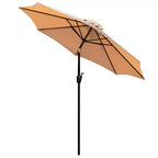 Merrick Lane Set da Pranzo da Esterno Cinque Pezzi in Finto Teak - Tavolo, Due Sedie Club Impilabili Senza Braccioli, Ombrellone Grigio da 2,7 m e Base