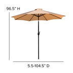 Merrick Lane Set da Pranzo da Esterno Cinque Pezzi in Finto Teak - Tavolo, Due Sedie Club Impilabili Senza Braccioli, Ombrellone Grigio da 2,7 m e Base