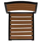 Merrick Lane Set da Pranzo da Esterno Cinque Pezzi in Finto Teak - Tavolo, Due Sedie Club Impilabili Senza Braccioli, Ombrellone Grigio da 2,7 m e Base