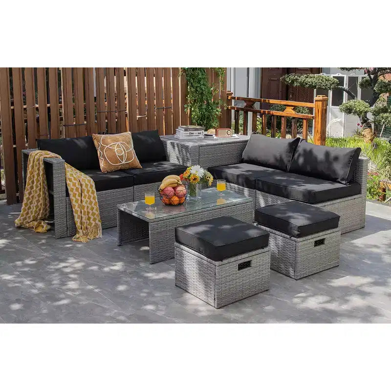 Costway 8PCS Patio Rattan Furniture Set Storage Waterproof Cover Cushion