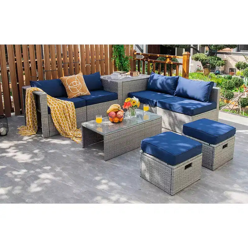 Costway 8PCS Patio Rattan Furniture Set Storage Waterproof Cover Cushion