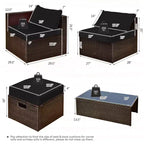 Costway Set Mobili da Giardino in Rattan 8 Pezzi Salvaspazio con Cuscini Neri/Turchesi/Blu Scuro