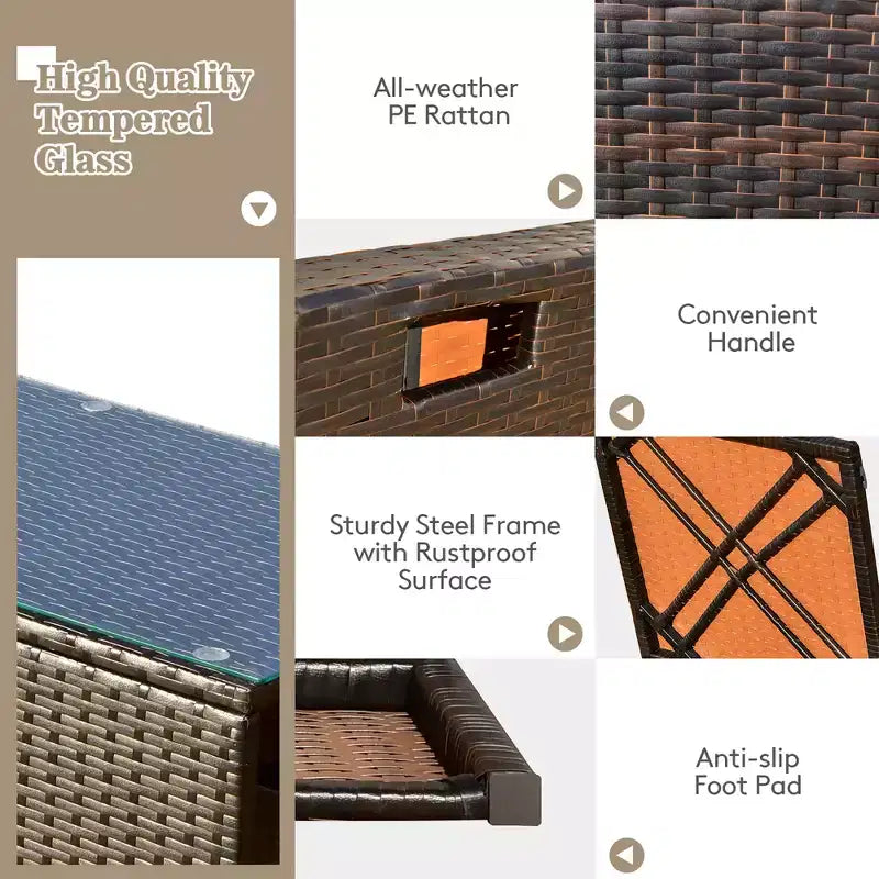 Costway Set Mobili da Giardino in Rattan 8 Pezzi Salvaspazio con Cuscini Neri/Turchesi/Blu Scuro