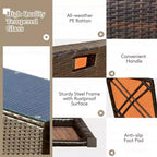 Costway Set Mobili da Giardino in Rattan 8 Pezzi Salvaspazio con Cuscini Neri/Turchesi/Blu Scuro