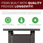 Set Kinger Home Lark da 3 pezzi con braciere a propano in vimini e telaio in alluminio