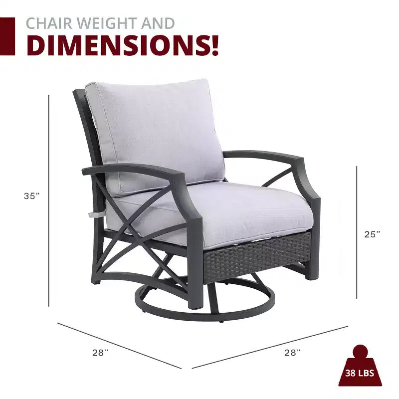 Set Kinger Home Lark da 3 pezzi con braciere a propano in vimini e telaio in alluminio