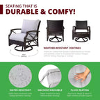 Set Kinger Home Lark da 3 pezzi con braciere a propano in vimini e telaio in alluminio