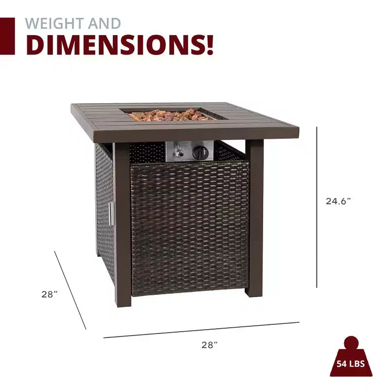 Set Kinger Home Lark da 3 pezzi con braciere a propano in vimini e telaio in alluminio