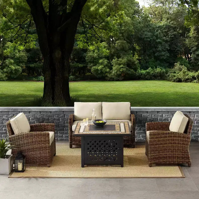 4pc Bradenton Outdoor Steel Fire Pit Set - Crosley