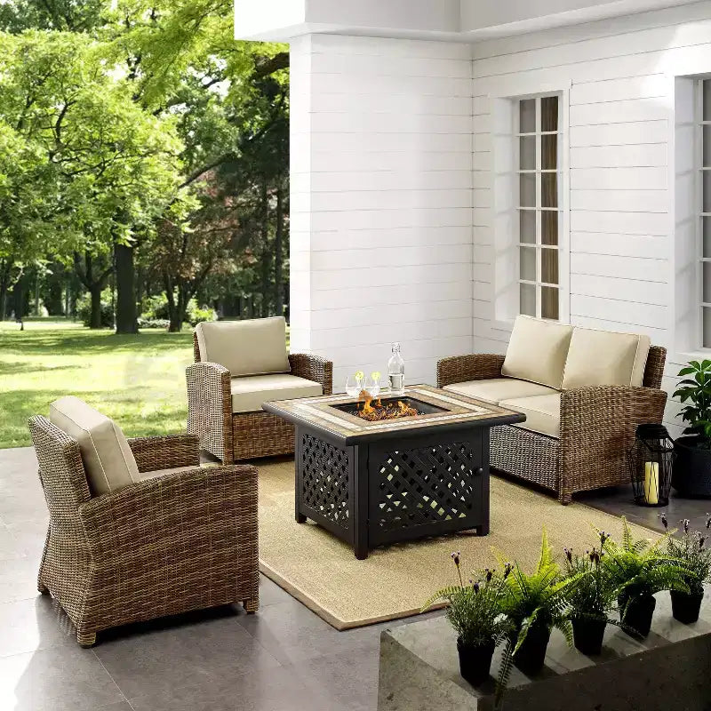 4pc Bradenton Outdoor Steel Fire Pit Set - Crosley
