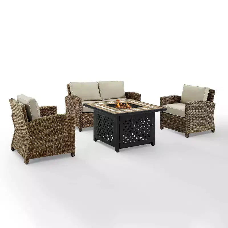 4pc Bradenton Outdoor Steel Fire Pit Set - Crosley