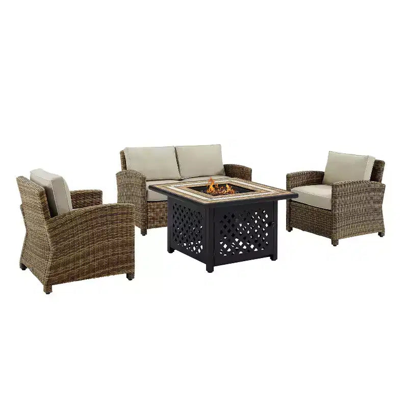 4pc Bradenton Outdoor Steel Fire Pit Set - Crosley