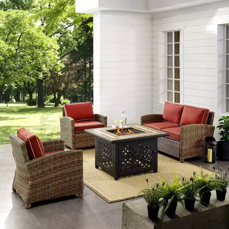 4pc Bradenton Outdoor Steel Fire Pit Set - Crosley
