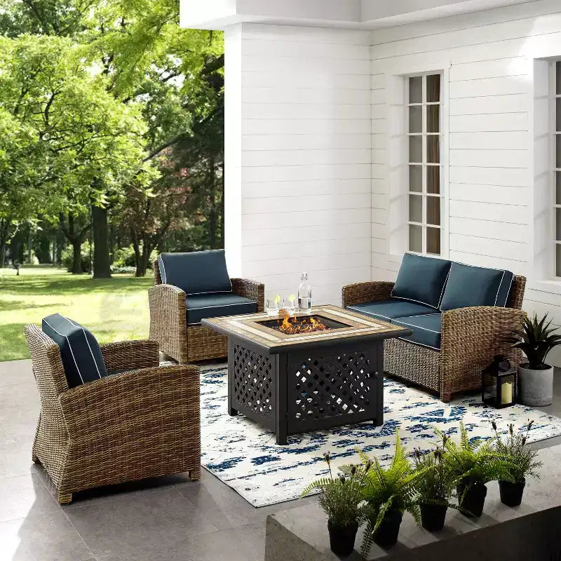 4pc Bradenton Outdoor Steel Fire Pit Set - Crosley