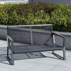 Set di mobili da patio Outsunny 4 pezzi, set da conversazione in alluminio, set di divani da giardino per esterni con poltrone, divanetto, tavolino centrale e cuscini