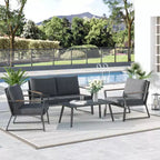 Set di mobili da patio Outsunny 4 pezzi, set da conversazione in alluminio, set di divani da giardino per esterni con poltrone, divanetto, tavolino centrale e cuscini
