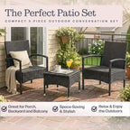Set di mobili da esterno per patio, combinazione di 3 pezzi in rattan con 2 sedie e tavolo per veranda, balcone o portico, di Lavish Home (grigio)