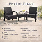 Set di mobili da esterno per patio, combinazione di 3 pezzi in rattan con 2 sedie e tavolo per veranda, balcone o portico, di Lavish Home (grigio)