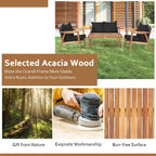 Set di mobili in rattan da giardino Costway 8 pezzi Divano imbottito in legno con rivestimento nero e turchese