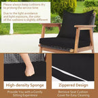 Set di mobili in rattan da giardino Costway 8 pezzi Divano imbottito in legno con rivestimento nero e turchese