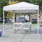 Set Portatile Emma e Oliver per Portellone Posteriore, Campeggio o Eventi con Tenda a Baldacchino Pop-Up Bianca con Borsa per il Trasporto e Tavolo Pieghevole con Panchine