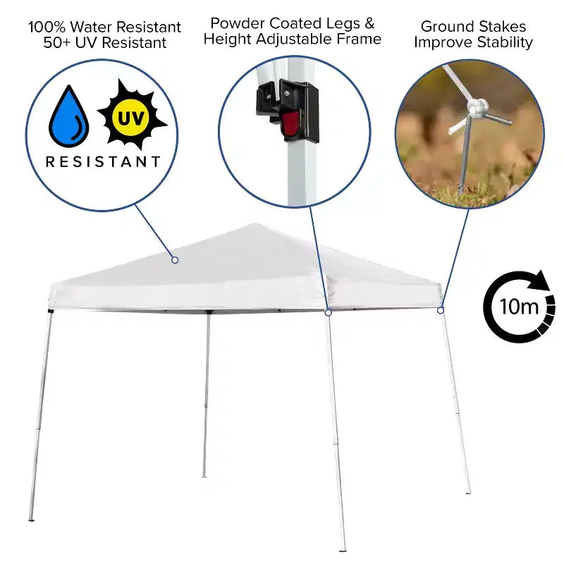 Set Portatile Emma e Oliver per Portellone Posteriore, Campeggio o Eventi con Tenda a Baldacchino Pop-Up Bianca con Borsa per il Trasporto e Tavolo Pieghevole con Panchine
