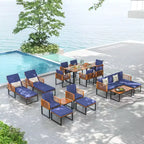 Set da 5 pezzi di sedie da patio Costway, set di sedie in legno di acacia con poggiapiedi e tavolino da caffè