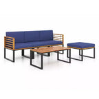 Set da 5 pezzi di sedie da patio Costway, set di sedie in legno di acacia con poggiapiedi e tavolino da caffè