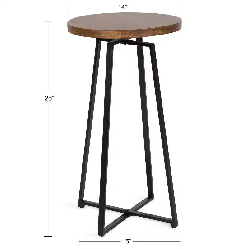 Tavolino rotondo in legno con base a X