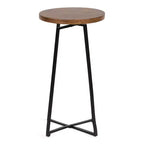 Tavolino rotondo in legno con base a X