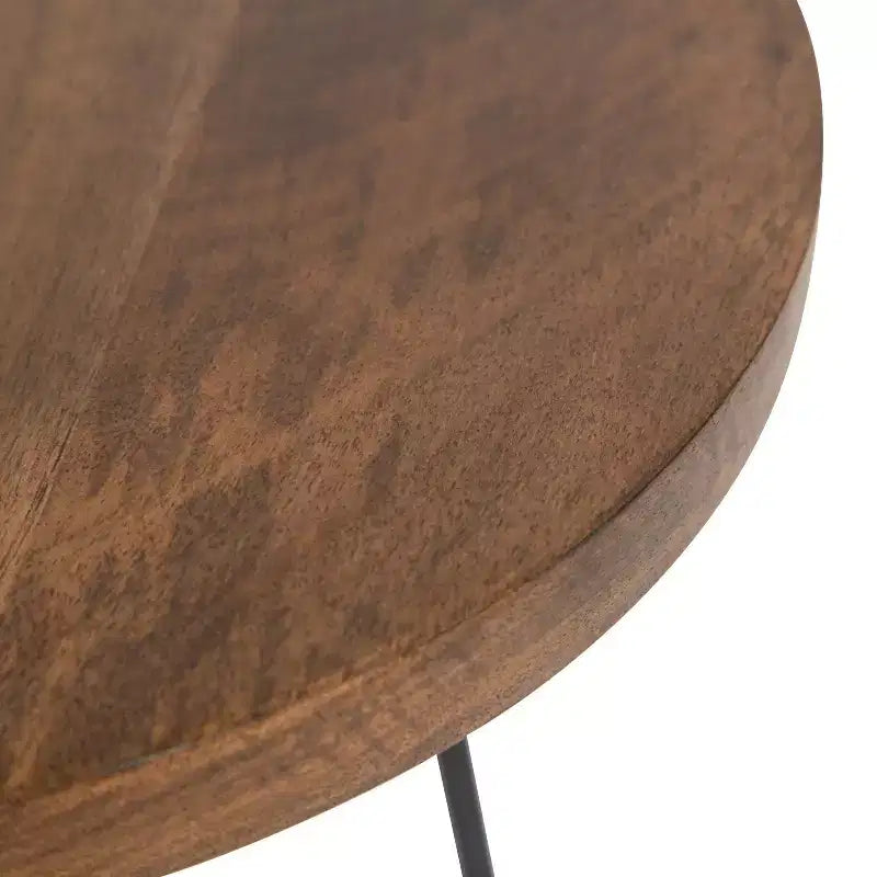 Tavolino rotondo in legno con base a X