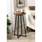 Tavolino rotondo in legno con base a X