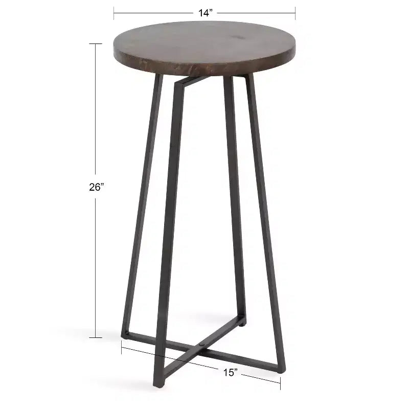 Tavolino rotondo in legno con base a X