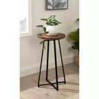 Tavolino rotondo in legno con base a X