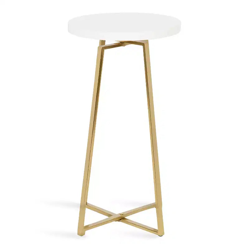 Tavolino rotondo in legno con base a X