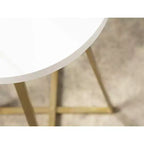 Tavolino rotondo in legno con base a X