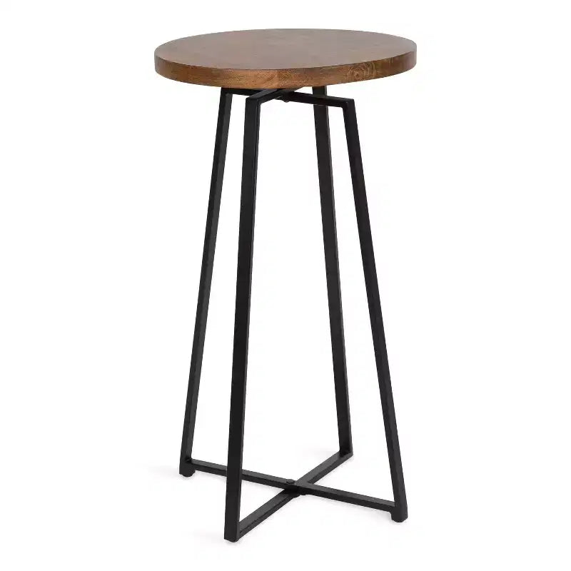 Tavolino rotondo in legno con base a X