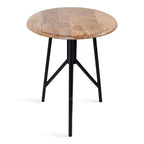 Tavolino Rotondo in Legno con Gambe in Ferro – 45,7x45,7x55,9 cm, Finitura Naturale