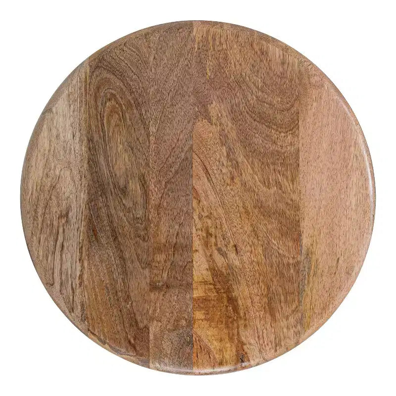 Tavolino Rotondo in Legno con Gambe in Ferro – 45,7x45,7x55,9 cm, Finitura Naturale